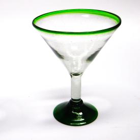  / Juego de 6 copas para martini con borde verde esmeralda